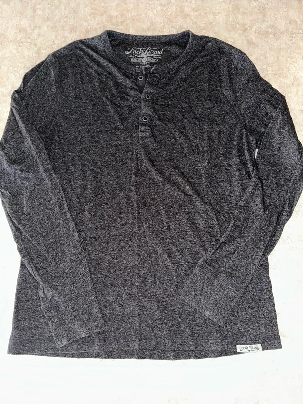 Lucky Brand Men's Long Sleeve Henley - Charcoal Gray